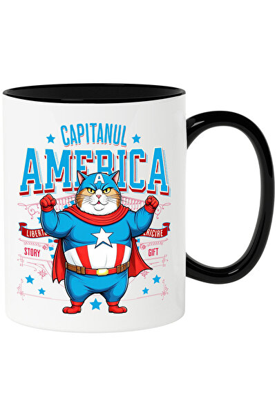 StoryGift Romania Cana cu Pisica Amuzanta, Pufoasa si Grasa In Costum de Capi...