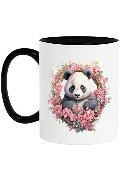 StoryGift Romania Cana cu un urs Panda | ilustratie | coroana din floricele r...