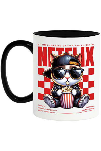 StoryGift Romania Cana Netflix - Pisica Cool cu Popcorn, Serial sau Film, 330...