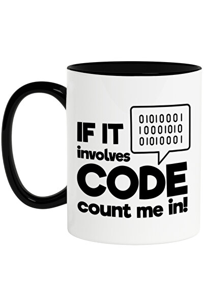 StoryGift Romania Cana pentru pasionatii de programare cu mesaj in engleza "If it involves code, c, Cu Maner Negru