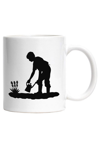 StoryGift Romania Cana cu un copil harnic - face treaba prin gradina uda plantele cu Maner Alb, Cu Maner Alb