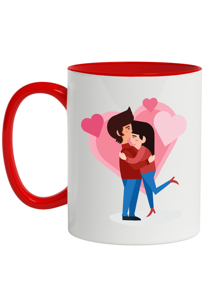StoryGift Romania Cana Cu Cuplu, Dragoste, Inima, Multicolor 330 ml, Ceramica...