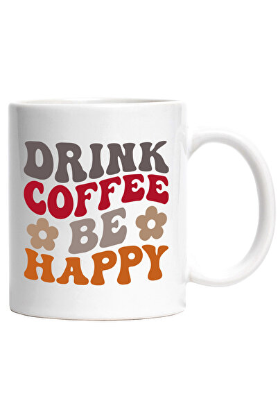 StoryGift Romania Cana cu floricele si textul "Bea cafea si fii fericit" cu M...