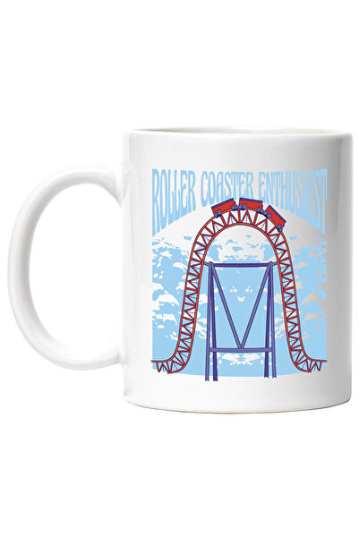StoryGift Romania Cana Cu Mesaj In Engleza Roller Coaster Enthusiast, Schela, Multicolor 330 ml, C, Cu Maner Alb
