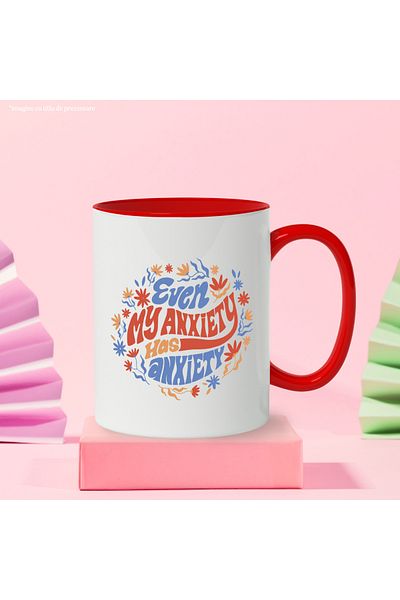 StoryGift Romania Mug with Funny and Motivational Message in English, Even My Anxiety Has Anxiety, With, STG.