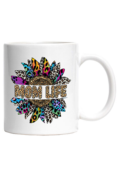 StoryGift Romania Cana cu mesajul "Momlife", ilustratie, mama, floarea-soarel...