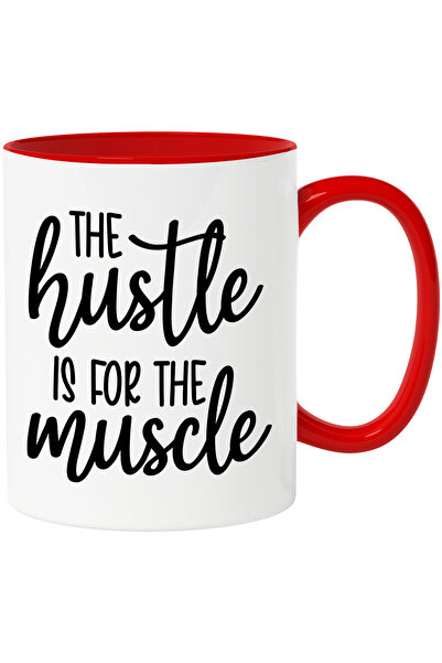 StoryGift Romania Cana pentru cei care se antreneaza la sala cu textul "Munca e pentru muschi" cu , Cu Maner Rosu