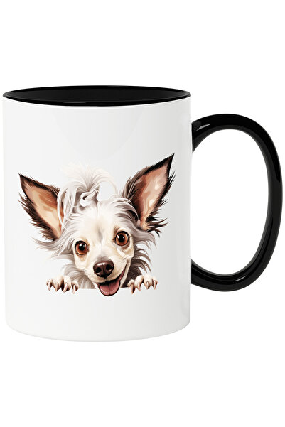 StoryGift Romania Cana cu o catelusa cu mot | ilustratie | gheare | jucausa | animalut de companie, Cu Maner Negru