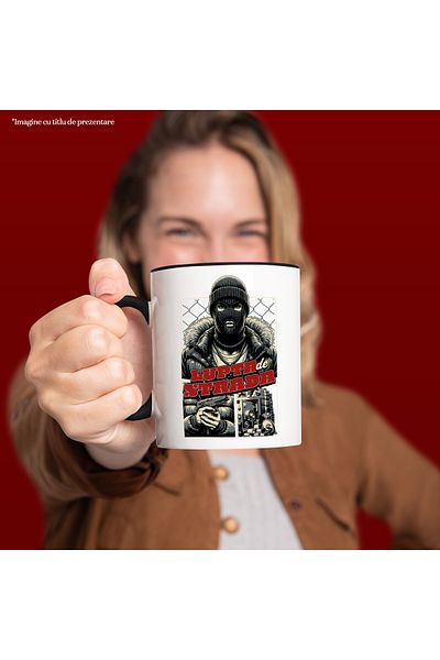 StoryGift Romania Street Fight Mug - Masked Man, Gold, Money, Weapons, 330ml, Ceramic with Handle, With,STG