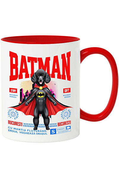 StoryGift Romania Cana cu Pudel / Poodle Caine In Costum de BatMan cu Pelerin...