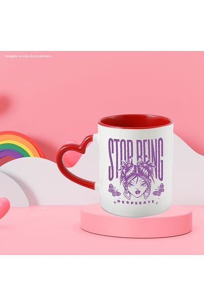 StoryGift Romania Mug With Message In English Stop Being Desperate, Butterflies, Girl, Multicolor 330 ml,, With ,STG