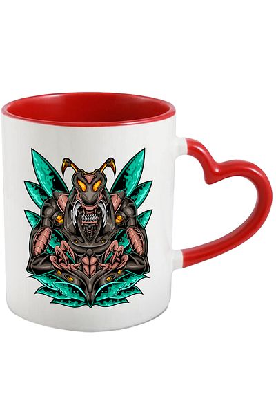 StoryGift Romania Cana Cu Insecta, Monstru, Robot, Cyberpunk, Extraterestru, Multicolor 330 ml, Ce, Cu Maner Inim