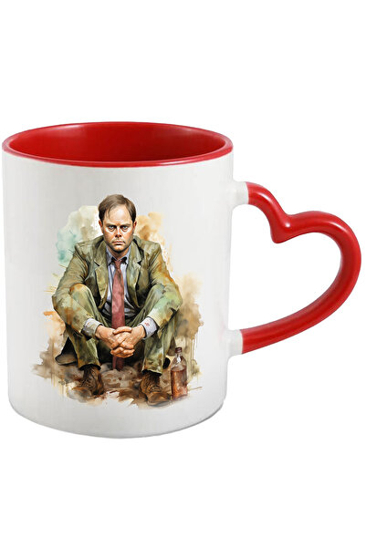 StoryGift Romania Cana Cu Dwight Schrute, The Office, Personaj Celebru, Multicolor 330 ml, Ceramic, Cu Maner Inim