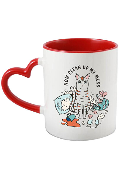 StoryGift Romania Cana Cu Mesaj Now Clean Up MY Mess, Pisica, Perna, Vaza, Fl...