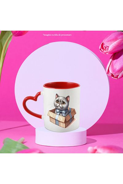 StoryGift Romania Mug with a kitten coming out of a gift box | adopted | a new family, With ,STG