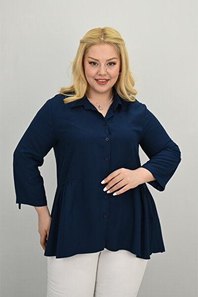 Koza Butik Women's Large Size Ruffle Detailed Shirt 1720-25-1