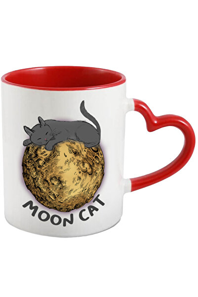 StoryGift Romania Cana cu pisica dormind pe luna cu mesajul "Moon Cat", ilust...