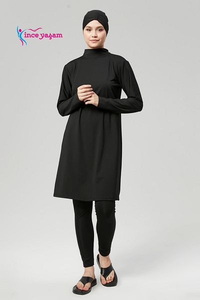 İNCEYAŞAM Full Covered Water Repellent Quick Dry Hijab Swimsuit Suit Hijab Swimwear Hashima