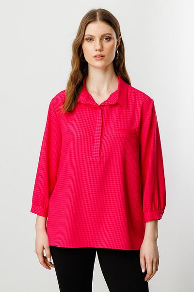 Mi Pret a Porter Mi Front Single Pocket Button Plaid Blouse