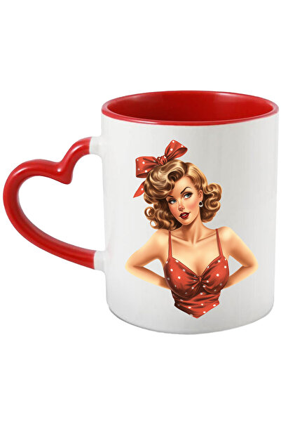 StoryGift Romania Cana cu o femeie blonda frumoasa, ilustratie, stil retro, v...