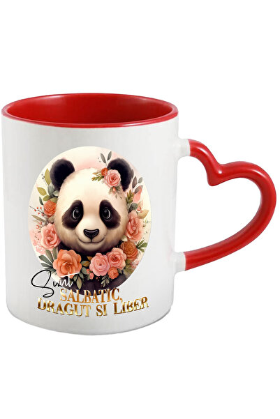 StoryGift Romania Cana Cu Mesaj Sunt Salbatic, Dragut Si Liber, Urs Panda, Fl...