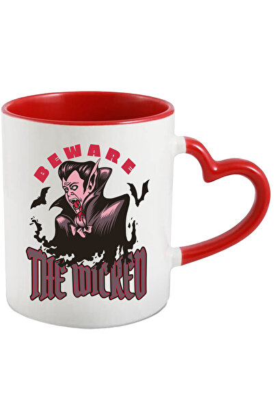 StoryGift Romania Cana Cu Mesaj In Engleza Beware The Wicked, Vampir, Horror, Multicolor 330 ml, C, Cu Maner Inim