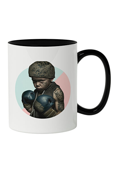 StoryGift Romania Cana Cu Caine Copil Luptator Cu Manusi De Box, Cu Casca Rot...