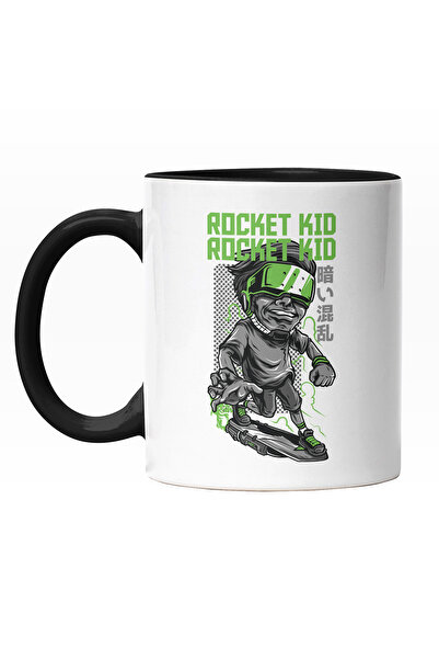 StoryGift Romania Cana Cu Baiat Cu Ochelarii VR, Fata Zambitoare, Text In Engleza Rocket Kid, Iubi, Cu Maner Negru