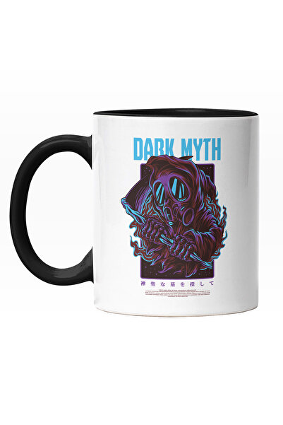 StoryGift Romania Cana Cu Fantoma Moartea Cu Coasea Si Masca anti Gaz, Text In Engleza Dark Myth, , Cu Maner Negru