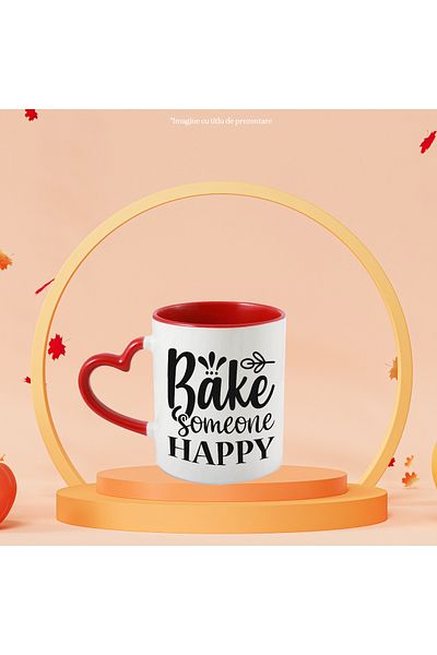 StoryGift Romania Mug with the message in English "Bake someone happy" - "bake" someone happy with M, Cu, STG.