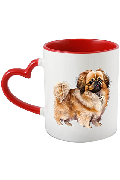 StoryGift Romania Cana cu un catel blanos | de talie mica | ilustratie | vesel | pentru iubitorii , Cu Maner Inim