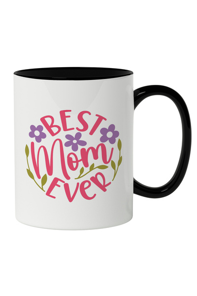 StoryGift Romania Cana Cu Text In Engleza Best Mom Ever, Flori Mov, Cea Mai B...