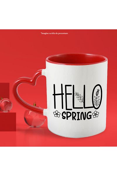 StoryGift Romania Cup with popcorn and the message in English "Hello, spring" - hello spring, With ,STG