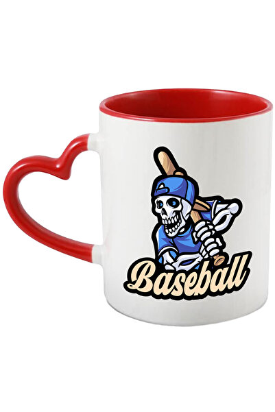 StoryGift Romania Cana Cu Baseball, Bata, Schelet, Sapca, Echipament, Sport, Multicolor 330 ml, Ce, Cu Maner Inim