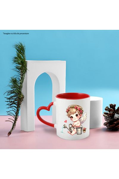StoryGift Romania Mug with a baby watering with a watering can | diligence | flower crown | gal, With, STG.