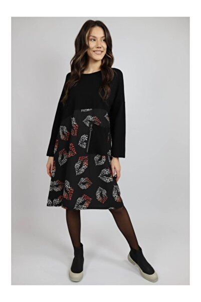 FASHIONLAND ΦΟΡΕΜΑ MIDI ΜΕ ΜΑΚΡΥΜΑΝΙΚΟ ΜΕ ΤΣΕΠΕΣ ΚΑΙ ΕΦΑΡΜΟΓΗ KISS ΜΟΝΑΔΙΚΗ Μ...