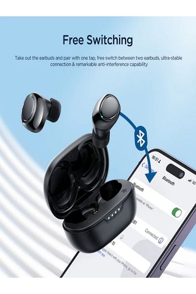 Joyroom Bluetooth TWS In-Ear Earphones With Replacement Eartip Sleeve Purple