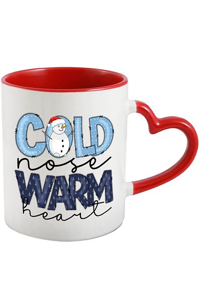 StoryGift Romania Snowman mug with the message "Cold nose, warm heart", cold nose, warm heart, , With ,STG