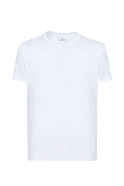 Tudors Μπλουζάκι Unisex Slim Fit Slim Fit 100% βαμβακερό με απαλή υφή λευκό μπλουζάκι με λαιμόκοψη