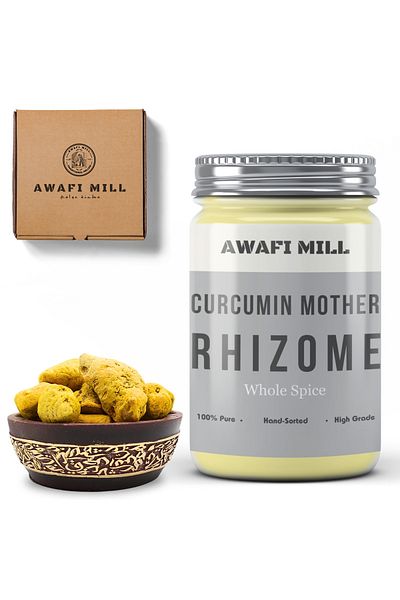 AWAFI MILL Curcumin Mother Rhizome | Dried Turmeric - Bottle of 100 gram / 3.5 Oz