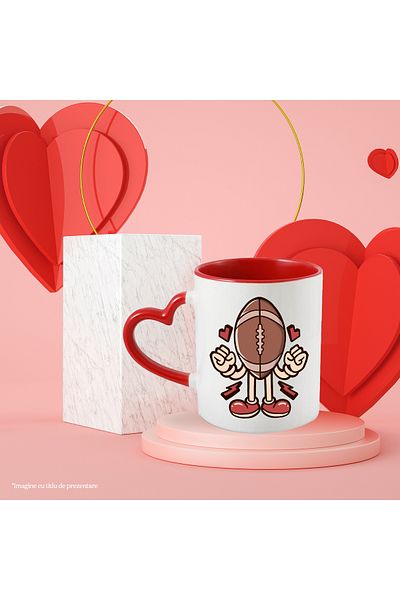 StoryGift Romania Mug With Ball, Rugby, Hearts, Lightning, Sport, Gloves, Shoes, Multicolor 330 ml,, With ,STG.