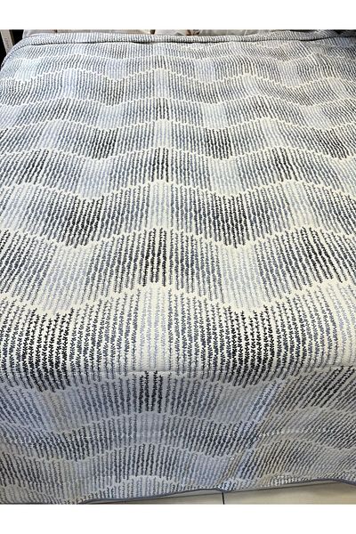 ŞENER HOME 200x240 cm.Delta Model - Double Single Pique Blue BATTAL