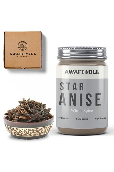 AWAFI MILL Star Anise | sweet cumin - Bottle of 100 gram / 3.5 Oz