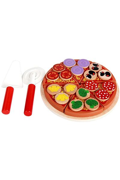 zola Wooden game for children, pizza model, easy to slice, 27 pieces