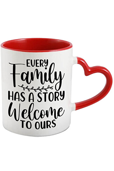 StoryGift Romania Cana cu mesajul "Orice familie are o poveste. Bun-venit in a noastra!" - bunatat, Cu Maner Inim