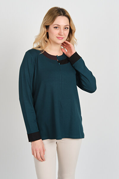 Detay Triko Жіноча блуза з бісерним оздобленням, велосипедним коміром і розрі...