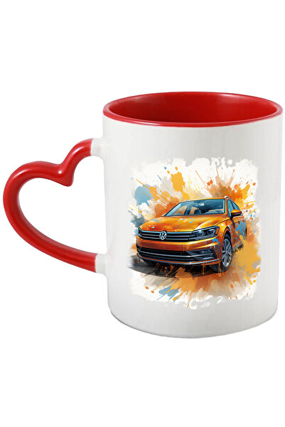 StoryGift Romania Cana Cu Volkswagen, Vehicul, Masina, Vopsea, Ilustratie, Multicolor 330 ml, Cera, Cu Maner Inim