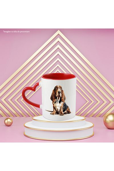 StoryGift Romania Mug with a serious puppy, illustration, floppy ears, for dog lovers, With ,STG