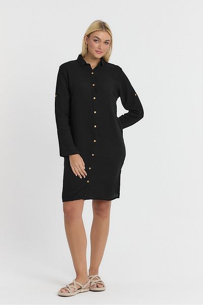 Heaven Ephesus Muslin Cotton Collared Tunic - 1060