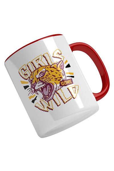 StoryGift Romania Mug With Text In English Girls Gone Wild, Tiger Howling, Girls Go Crazy, Mul, With Red Handle